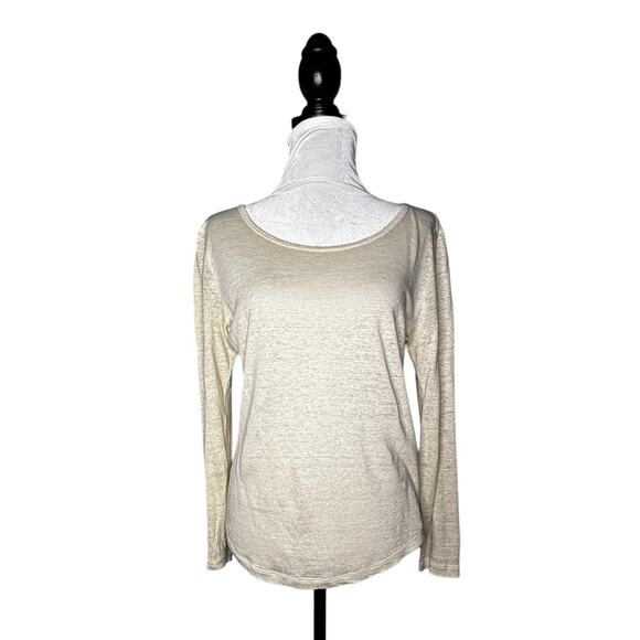 Filippa K Scoop Neck Linen Long Sleeve Top Cream Size Medium - Picture 9 of 9